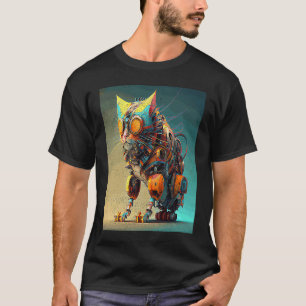 Camiseta Robô Gato Colorido