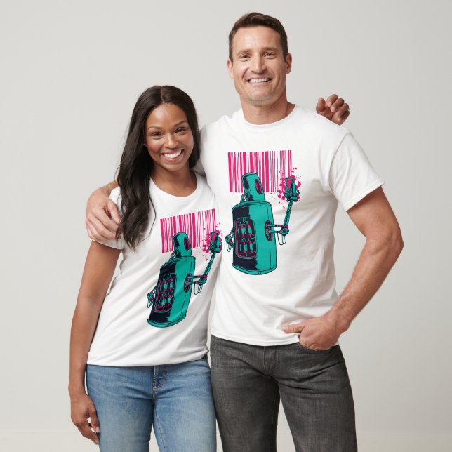 Camiseta Robô Grafite de Código de Barras (Unissex)
