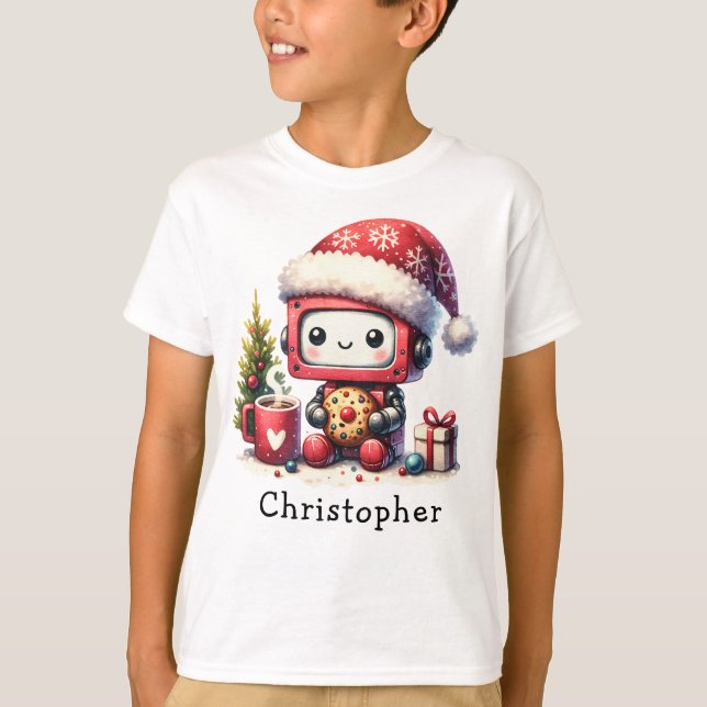 Camiseta Robô Grátis Personalizado de Natal (Frente)