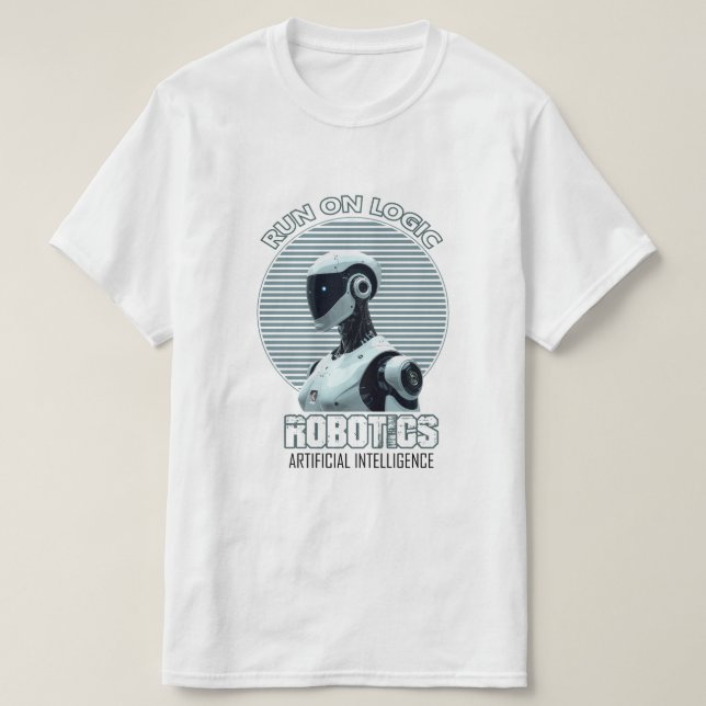 Camiseta Robô Humanoide de IA Moderna | Executar n (Frente do Design)