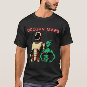 Camiseta Robô Humanoide Futurista em um Planeta Alien