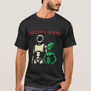 Camiseta Robô Humanoide Futurista em um Planeta Alien