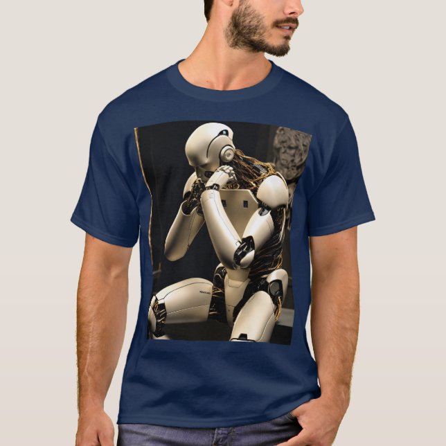 Camiseta robô humanoide na posição exata (Frente)