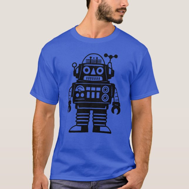 Camiseta Robô Inspirado no Retro Meio do Século (Frente)