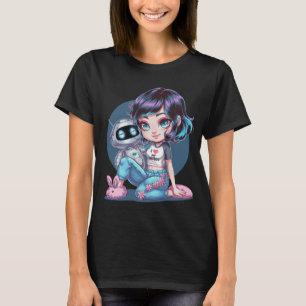 Camiseta Robô Kawaii Eu Amo Meu Chatbot Ai Companheiro Fofi