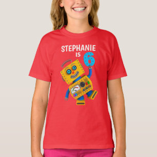 Camiseta Robô personalizável de 6 aniversário de 6 anos