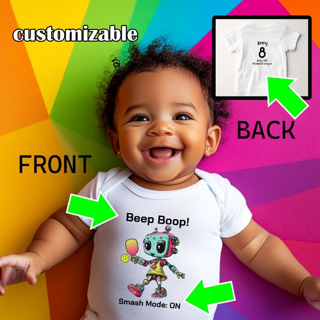 Camiseta Robo-Pickle Smash (Robo-Pickle Smash Tee, customizable baby pickleball outfit)
