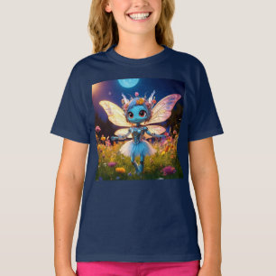 Camiseta Robô Pixie Bailarina Dançando nos Flores Silvestre