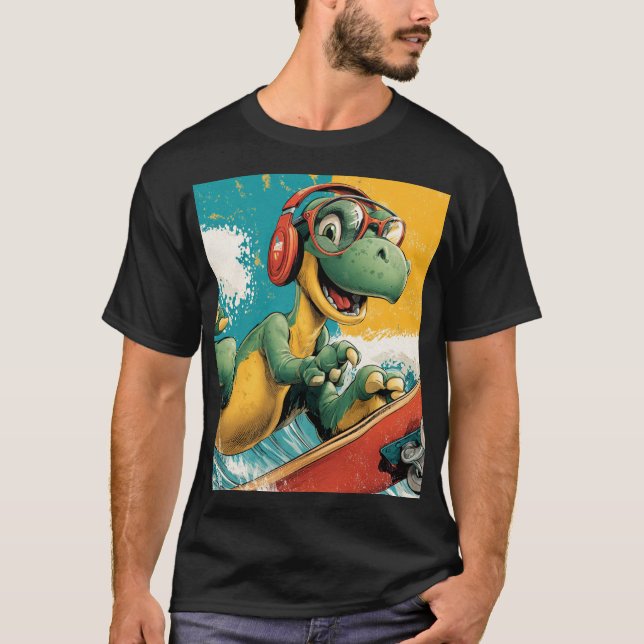 Camiseta Robô Retro Boombox com Fones de Ouvido (Frente)