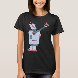 Camiseta Robô retrô com borboleta em descamação S