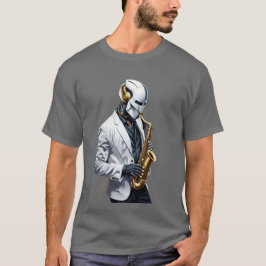 Camiseta robô saxofone