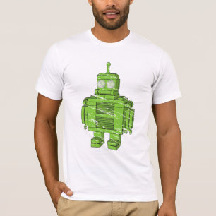 Camiseta Robô verde retro com riscos