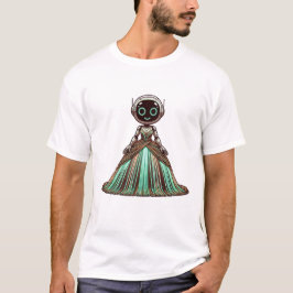 Camiseta Robô vestindo um ornamentado brilhante.