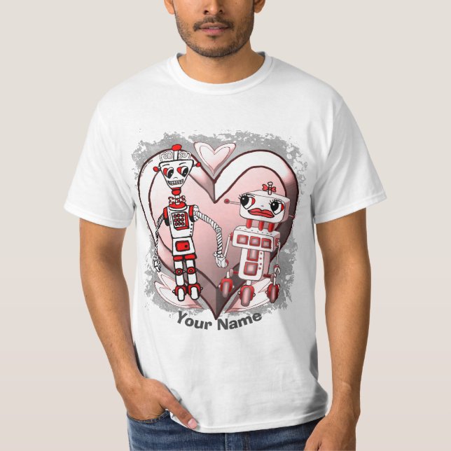 Camiseta Robôs científicos apaixonados (Frente)