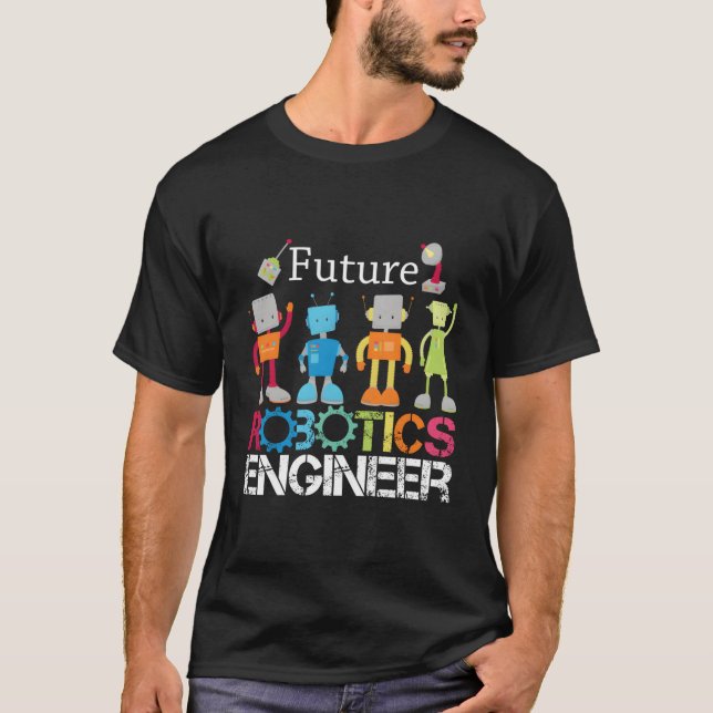 Camiseta Robôs Futuros De Engenheiro Robóticos Para Meninos (Frente)