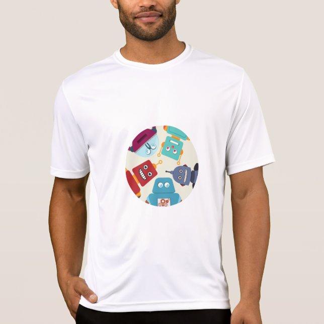 Camiseta robôs olhando para baixo (Frente)