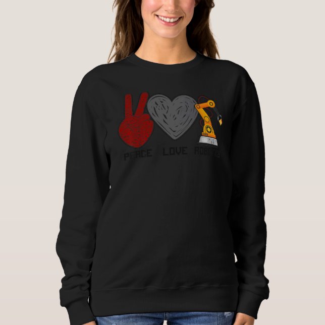 Camiseta Robôs Robôs Engenheiro Female Girl Peace Love Rob (Frente)