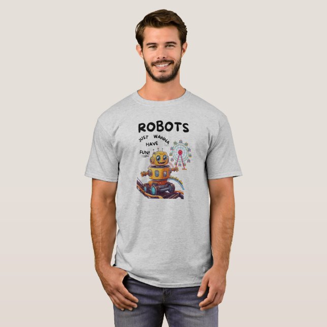 Camiseta Robôs só querem se divertir (Frente Completa)