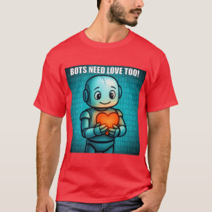 Camiseta Robôs Também Precisam de Amor - Vermelho Vibrante 