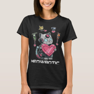Camiseta Robot Cat in Love Meowbotic para um Engenheiro Rob