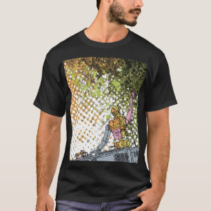 Camiseta Robot DJ Pop Art – Vibrações de Festa em Meios-Ton
