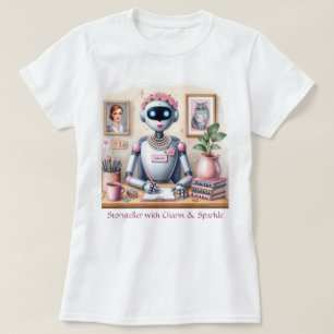 Camiseta Robot Grace Storyteller Poetry Charm Sparkle Rosa