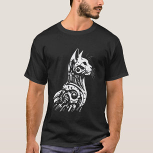 Camiseta Robótica Felina Bio Mecânica Ficção Científica Cib