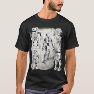 Camiseta Robótica futurística e IA-Black & White Tech Marve