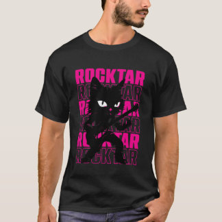 Camiseta Roca de Gato Preto - Roqueira Gata Preta Violão Mu