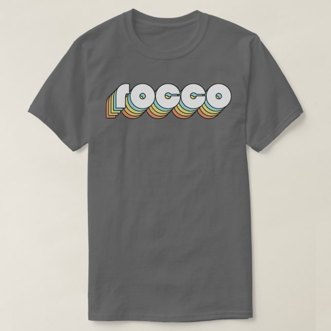 Camiseta Rocco Retro Rainbow Tipografia Estilo Desvanecido (Frente do Design)