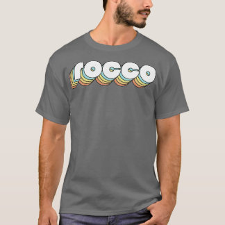 Camiseta Rocco Retro Rainbow Tipografia Estilo Desvanecido