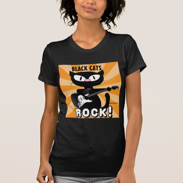 Camiseta ROCHA DE GATOS NEGROS! Guitarra Negra Brincadeira (Frente)