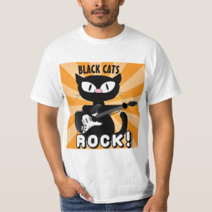 Camiseta ROCHA DE GATOS NEGROS! Guitarra Negra Brincadeira