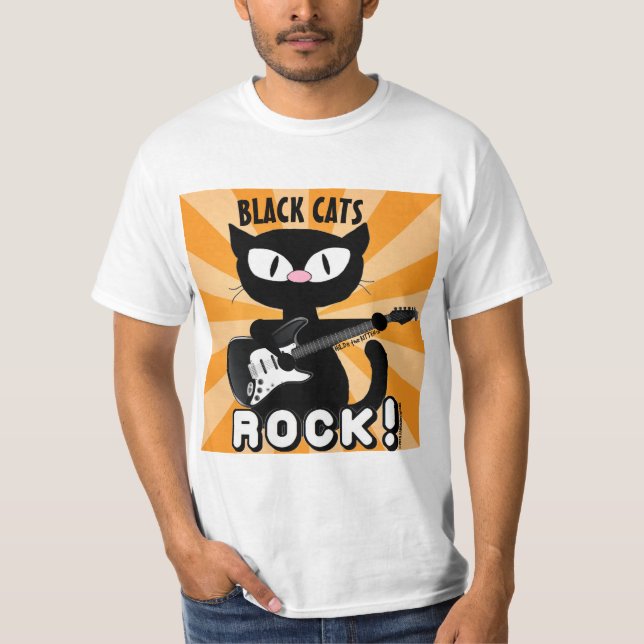 Camiseta ROCHA DE GATOS NEGROS! Guitarra Negra Brincadeira (Frente)