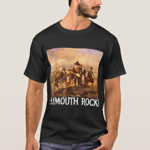 Camiseta Rocha de Plymouth! Ação de Graças Peregrinos Rocki