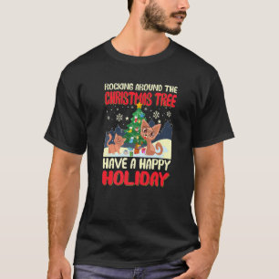 Camiseta Rocha Em Torno Da Árvore De Natal Tem Uma Feliz Ho