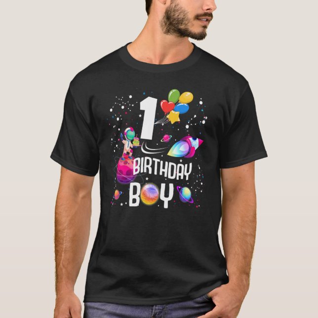 Camiseta Rocha primeiro aniversario-Rapaz do Astronauta com (Frente)