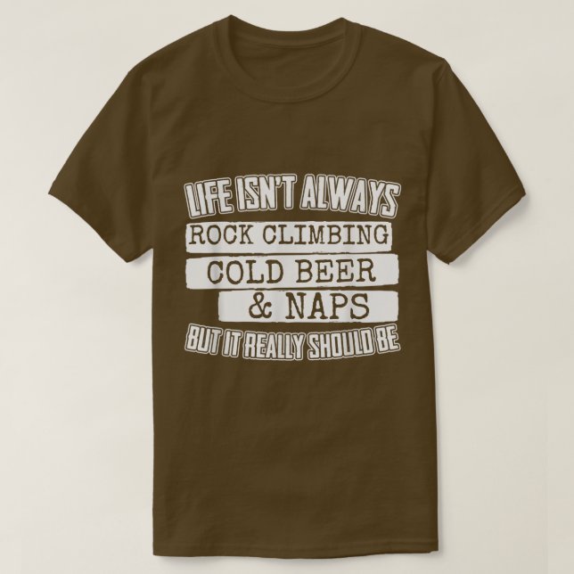 Camiseta Rocha Subindo Cerveja Fria E Naps  (Frente do Design)