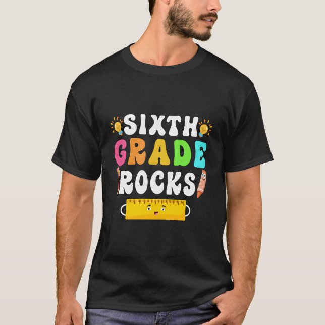 Camiseta Rochas do 6 Grau Estudante do Sexto Grau Retroativ (Frente)