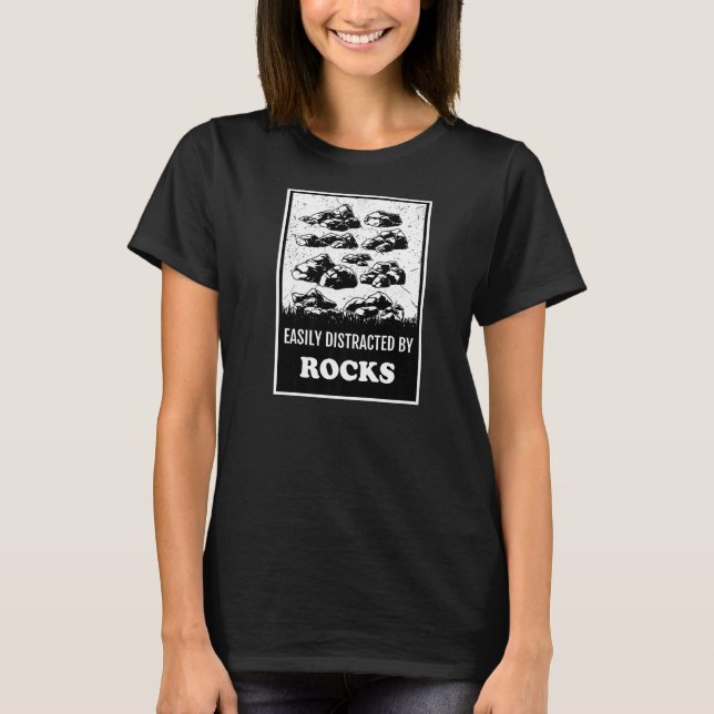 Camiseta Rochas Geólogas Silhouette Facilmente Distraídas P (Frente)