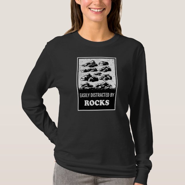 Camiseta Rochas Geólogas Silhouette Facilmente Distraídas P (Frente)