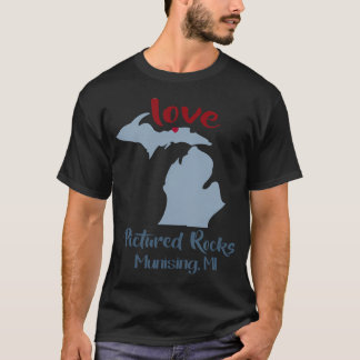 Camiseta Rochas Pintadas em Munising Michigan Amor Superior