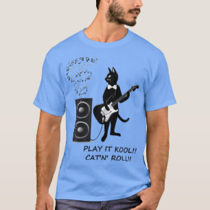 Camiseta Rock and Roll Black cat tocando violão