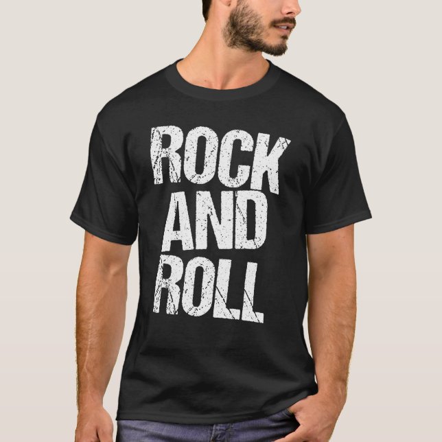 Camiseta Rock and Roll com Tipografia Negrito (Frente)