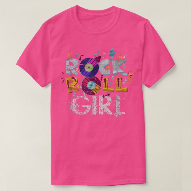 Camiseta Rock And Roll Girl Rocker Engraçado Rock Music Lov (Frente do Design)
