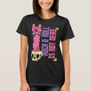 Camiseta Rock and Roll não é Morto Punk Rock Hand Skull Hea