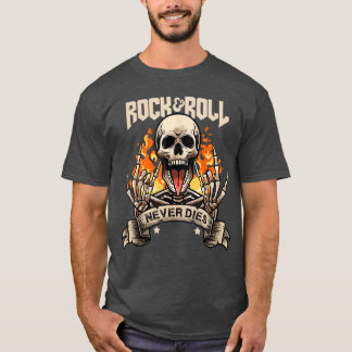Camiseta Rock And Roll Never Die Vintage Retro RockRoll Roc