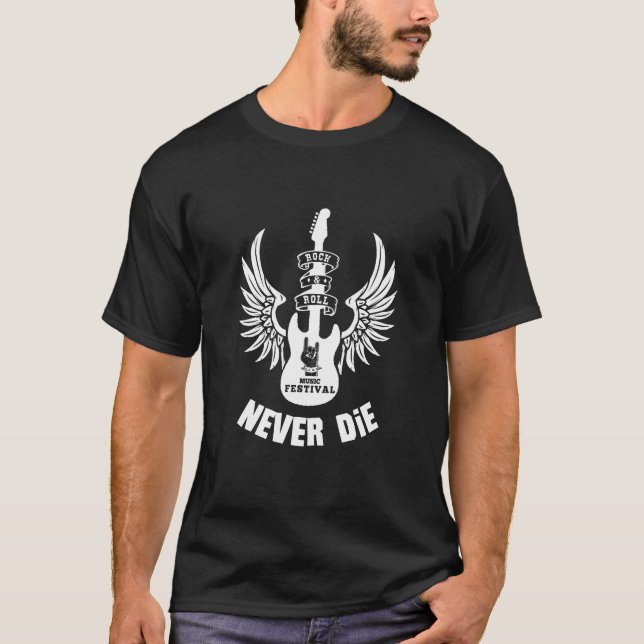 Camiseta Rock and Roll Nunca Morre (Frente)