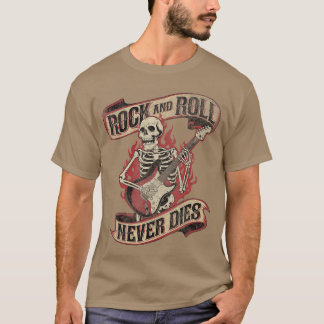 Camiseta Rock and Roll Nunca Morre Esqueleto Vintage Rock M