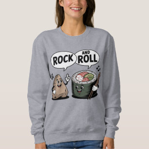 Camiseta Rock and Roll Sushi Cartoon Pun